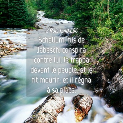 Picture 04 - 2 Rois 15:10 LSG - Schallum, fils de Jabesch, conspira contre lui, - Bible Verse Picture