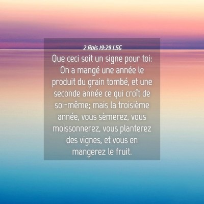 Picture 04 - 2 Rois 19:29 LSG - Que ceci soit un signe pour toi: On a mangé une - Bible Verse Picture