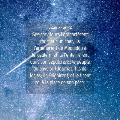 Picture 04 - 2 Rois 23:30 LSG - Ses serviteurs l'emportèrent mort sur un char; - Bible Verse Picture