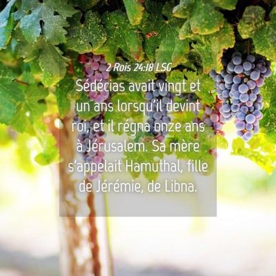 Picture 04 - 2 Rois 24:18 LSG - Sédécias avait vingt et un ans lorsqu'il devint - Bible Verse Picture