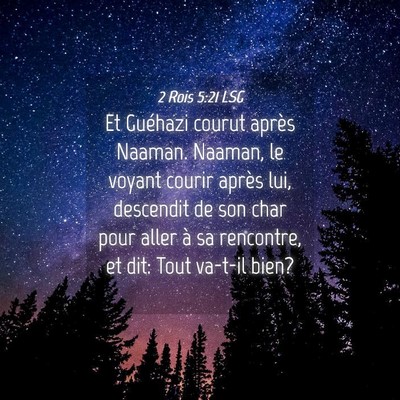 Picture 04 - 2 Rois 5:21 LSG - Et Guéhazi courut après Naaman. Naaman, le - Bible Verse Picture