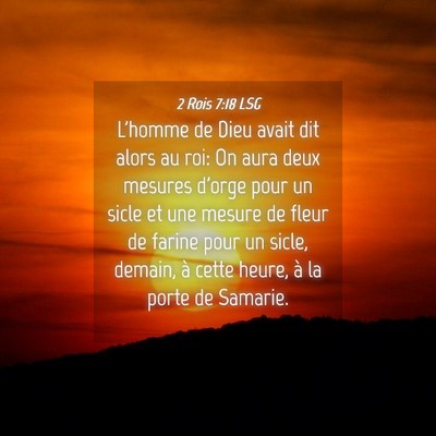 Picture 04 - 2 Rois 7:18 LSG - L'homme de Dieu avait dit alors au roi: On aura - Bible Verse Picture