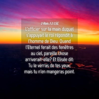 Picture 04 - 2 Rois 7:2 LSG - L'officier sur la main duquel s'appuyait le roi - Bible Verse Picture