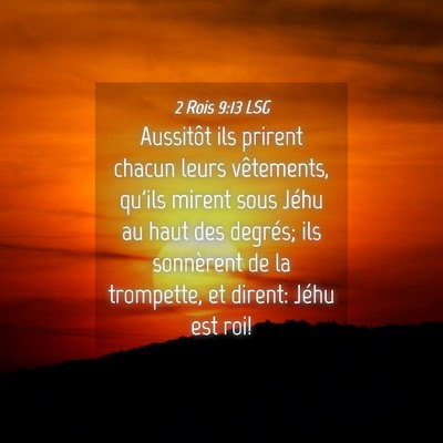 Picture 04 - 2 Rois 9:13 LSG - Aussitôt ils prirent chacun leurs vêtements, - Bible Verse Picture