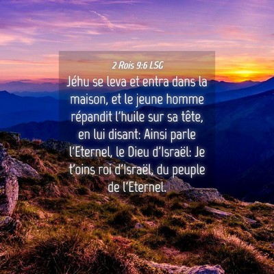Picture 04 - 2 Rois 9:6 LSG - Jéhu se leva et entra dans la maison, et le - Bible Verse Picture