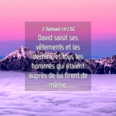 Picture 04 - 2 Samuel 1:11 LSG - David saisit ses vêtements et les déchira, et - Bible Verse Picture