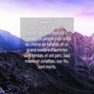 Picture 04 - 2 Samuel 1:4 LSG - David lui dit: Que s'est-il passé? dis-moi donc! - Bible Verse Picture