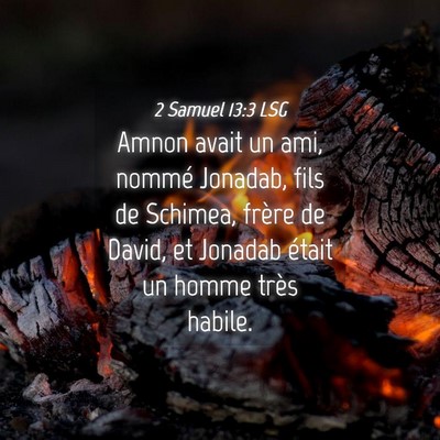 Picture 04 - 2 Samuel 13:3 LSG - Amnon avait un ami, nommé Jonadab, fils de - Bible Verse Picture