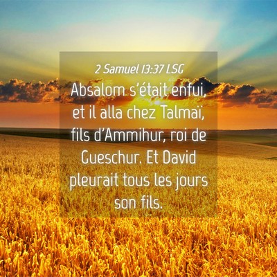 Picture 04 - 2 Samuel 13:37 LSG - Absalom s'était enfui, et il alla chez Talmaï, - Bible Verse Picture