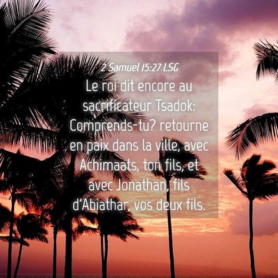 Picture 04 - 2 Samuel 15:27 LSG - Le roi dit encore au sacrificateur Tsadok: - Bible Verse Picture