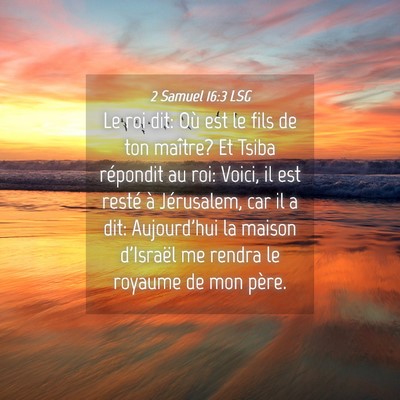 Picture 04 - 2 Samuel 16:3 LSG - Le roi dit: Où est le fils de ton maître? Et - Bible Verse Picture