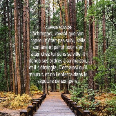 Picture 04 - 2 Samuel 17:23 LSG - Achitophel, voyant que son conseil n'était pas - Bible Verse Picture