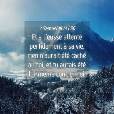 Picture 04 - 2 Samuel 18:13 LSG - Et si j'eusse attenté perfidement à sa vie, - Bible Verse Picture