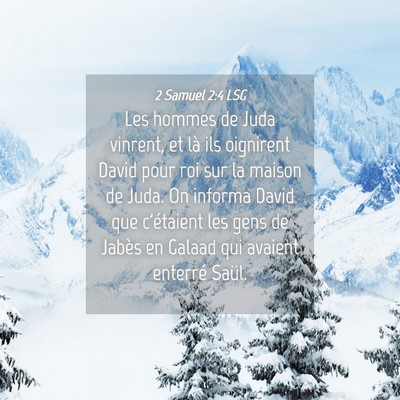 Picture 04 - 2 Samuel 2:4 LSG - Les hommes de Juda vinrent, et là ils oignirent - Bible Verse Picture