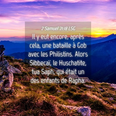 Picture 04 - 2 Samuel 21:18 LSG - Il y eut encore, après cela, une bataille à Gob - Bible Verse Picture