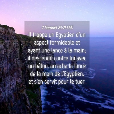 Picture 04 - 2 Samuel 23:21 LSG - Il frappa un Egyptien d'un aspect formidable et - Bible Verse Picture