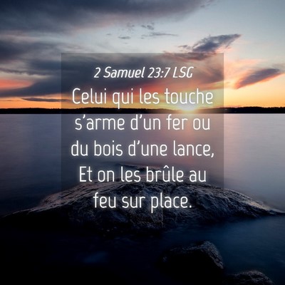 Picture 04 - 2 Samuel 23:7 LSG - Celui qui les touche s'arme d'un fer ou du bois - Bible Verse Picture