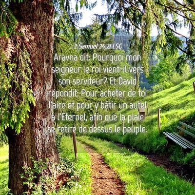 Picture 04 - 2 Samuel 24:21 LSG - Aravna dit: Pourquoi mon seigneur le roi vient-il - Bible Verse Picture