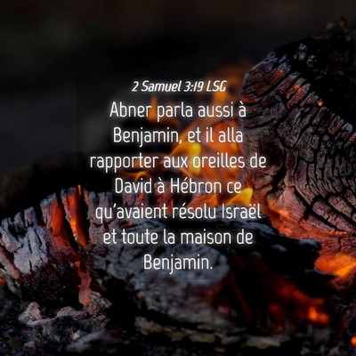 Picture 04 - 2 Samuel 3:19 LSG - Abner parla aussi à Benjamin, et il alla - Bible Verse Picture