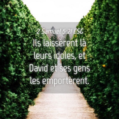 Picture 04 - 2 Samuel 5:21 LSG - Ils laissèrent là leurs idoles, et David et ses - Bible Verse Picture