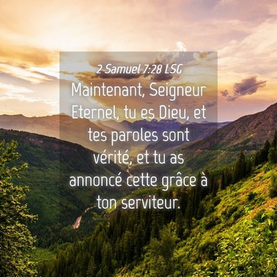 Picture 04 - 2 Samuel 7:28 LSG - Maintenant, Seigneur Eternel, tu es Dieu, et tes - Bible Verse Picture