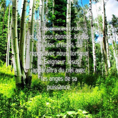 Picture 04 - 2 Thessaloniciens 1:7 LSG - et de vous donner, à vous qui êtes affligés, - Bible Verse Picture