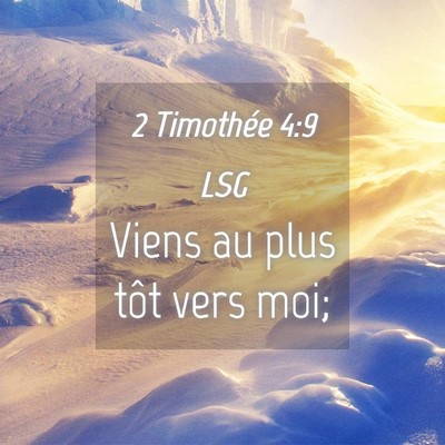 Picture 04 - 2 Timothée 4:9 LSG - Viens au plus tôt vers - Bible Verse Picture