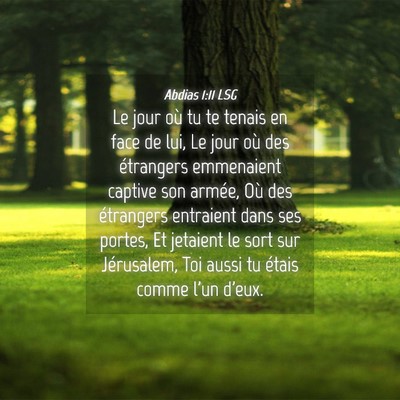 Picture 04 - Abdias 1:11 LSG - Le jour où tu te tenais en face de lui, Le jour - Bible Verse Picture