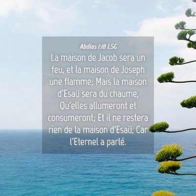 Picture 04 - Abdias 1:18 LSG - La maison de Jacob sera un feu, et la maison de - Bible Verse Picture