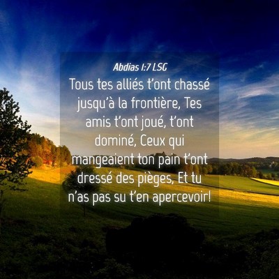 Picture 04 - Abdias 1:7 LSG - Tous tes alliés t'ont chassé jusqu'à la - Bible Verse Picture