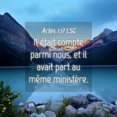 Picture 04 - Actes 1:17 LSG - Il était compté parmi nous, et il avait part au - Bible Verse Picture