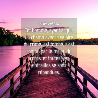 Picture 04 - Actes 1:18 LSG - Cet homme, ayant acquis un champ avec le salaire - Bible Verse Picture