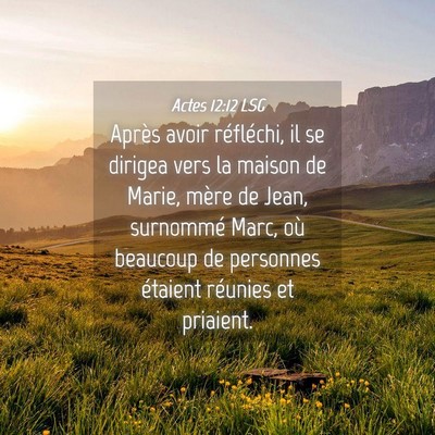 Picture 04 - Actes 12:12 LSG - Après avoir réfléchi, il se dirigea vers la - Bible Verse Picture