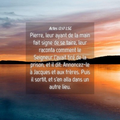 Picture 04 - Actes 12:17 LSG - Pierre, leur ayant de la main fait signe de se - Bible Verse Picture