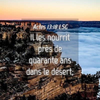 Picture 04 - Actes 13:18 LSG - Il les nourrit près de quarante ans dans le - Bible Verse Picture