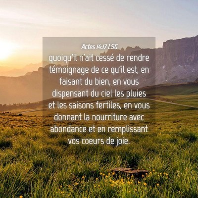 Picture 04 - Actes 14:17 LSG - quoiqu'il n'ait cessé de rendre témoignage de - Bible Verse Picture