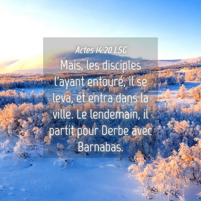 Picture 04 - Actes 14:20 LSG - Mais, les disciples l'ayant entouré, il se leva, - Bible Verse Picture