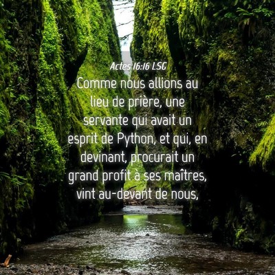 Picture 04 - Actes 16:16 LSG - Comme nous allions au lieu de prière, une - Bible Verse Picture