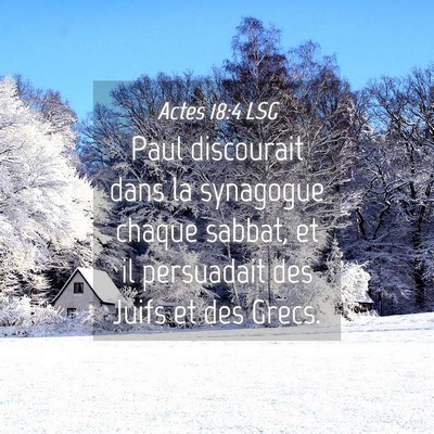 Picture 04 - Actes 18:4 LSG - Paul discourait dans la synagogue chaque sabbat, - Bible Verse Picture