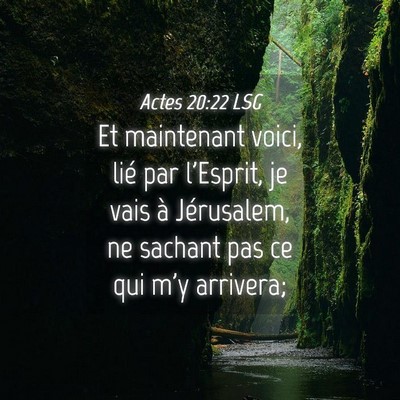 Picture 04 - Actes 20:22 LSG - Et maintenant voici, lié par l'Esprit, je vais - Bible Verse Picture
