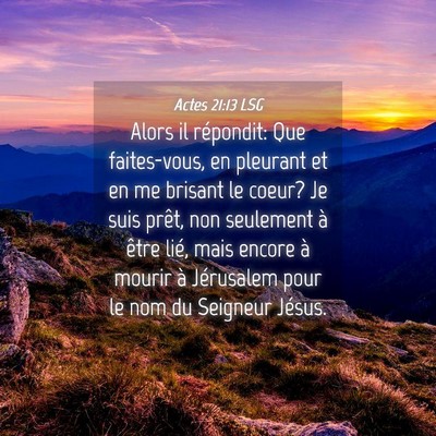 Picture 04 - Actes 21:13 LSG - Alors il répondit: Que faites-vous, en pleurant - Bible Verse Picture