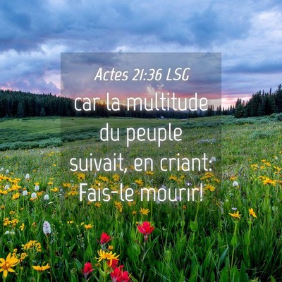 Picture 04 - Actes 21:36 LSG - car la multitude du peuple suivait, en criant: - Bible Verse Picture