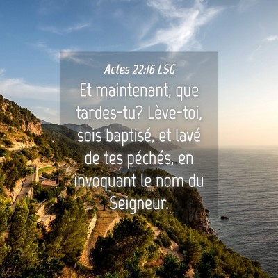Picture 04 - Actes 22:16 LSG - Et maintenant, que tardes-tu? Lève-toi, sois - Bible Verse Picture