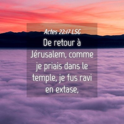 Picture 04 - Actes 22:17 LSG - De retour à Jérusalem, comme je priais dans le - Bible Verse Picture
