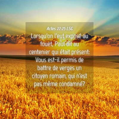 Picture 04 - Actes 22:25 LSG - Lorsqu'on l'eut exposé au fouet, Paul dit au - Bible Verse Picture