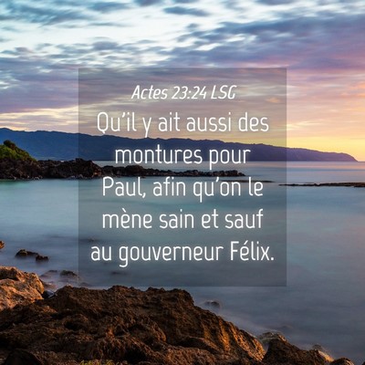 Picture 04 - Actes 23:24 LSG - Qu'il y ait aussi des montures pour Paul, afin - Bible Verse Picture