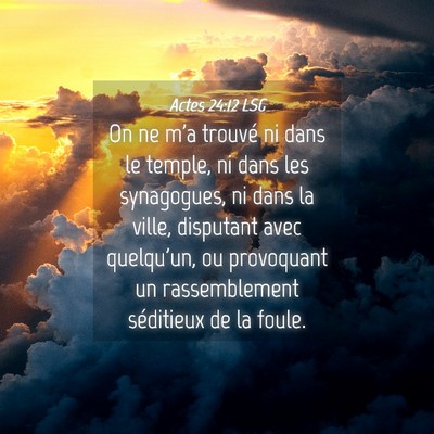 Picture 04 - Actes 24:12 LSG - On ne m'a trouvé ni dans le temple, ni dans les - Bible Verse Picture