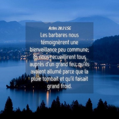 Picture 04 - Actes 28:2 LSG - Les barbares nous témoignèrent une - Bible Verse Picture