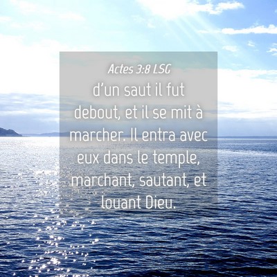 Picture 04 - Actes 3:8 LSG - d'un saut il fut debout, et il se mit à marcher. - Bible Verse Picture