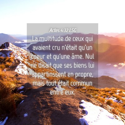 Picture 04 - Actes 4:32 LSG - La multitude de ceux qui avaient cru n'était - Bible Verse Picture